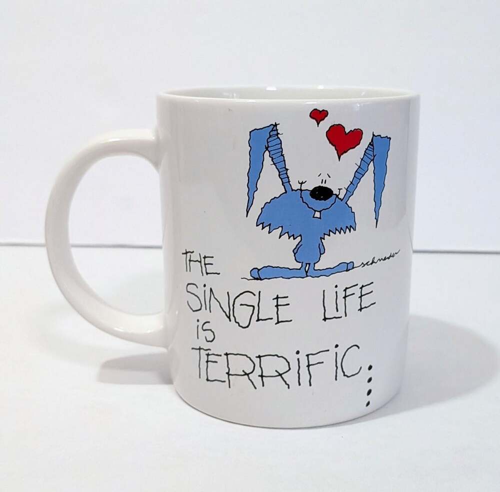 Kitsch 80s Coffee Mug The Single Life Is Terrific Russ Berrie Understatements